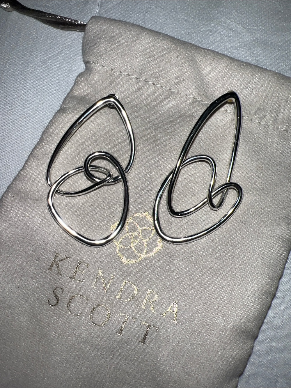 Kendra Scott Polished Silver Interlocking Abstract Drop Earrings